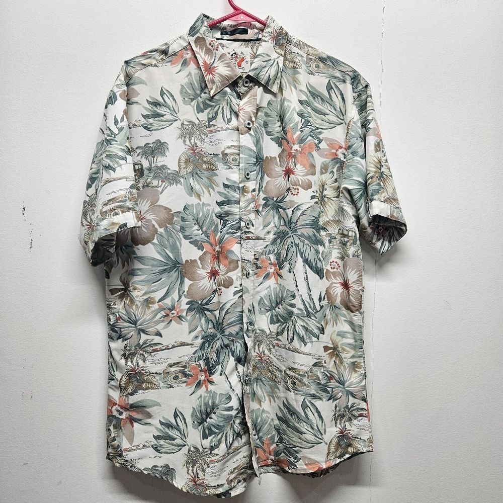 Marti Kat Hawaiian Button Up Short Sleeve Shirt Mens XL Modal Blend Caribbean